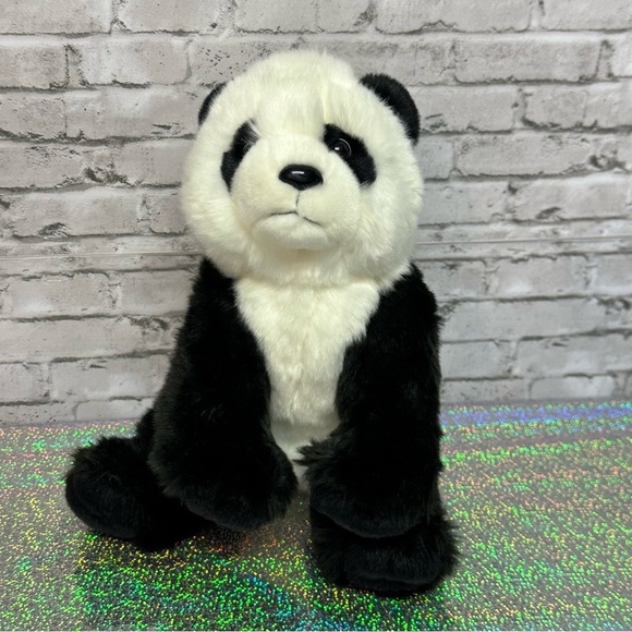 FOA Schwarz PANDA Bear Plush Stuffed Animal Realistic 10 in. Sitting - Picture 1 of 14